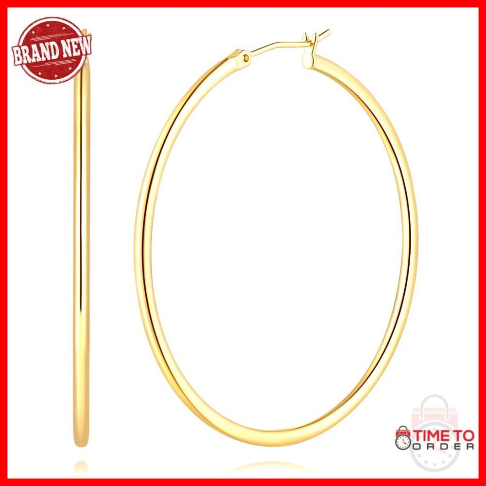14K Gold Hoop Earrings Elegant Minimal Chic Timeless Hinged Hoop Earring